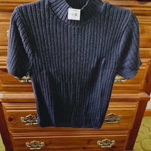 JC Penny Knit Street Women's Black Short-Sleeve Mock-Neck Top Size L w/ Tags